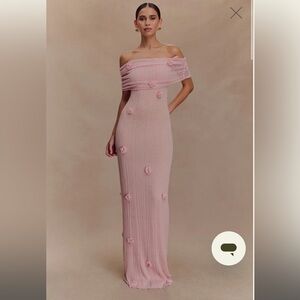 NWT Meshki Brynn Pink Off-Shoulder Maxi Dress